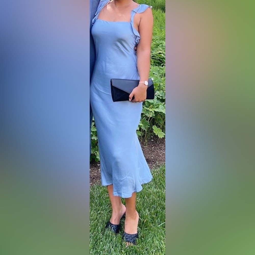 ASTR the Label Bryna Ruffle Strap Satin Maxi Dress - Baby Blue - Picture 4 of 4